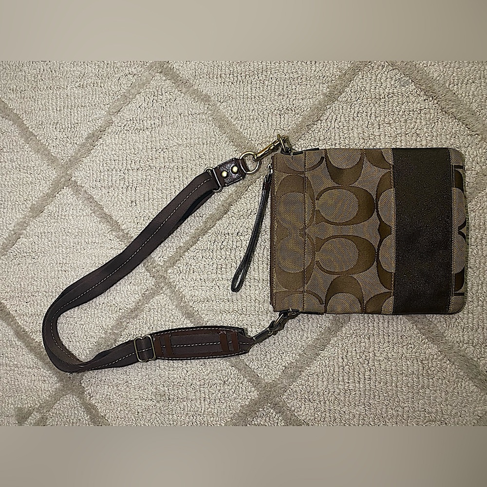 Coach Signature Stripe Crossbody Messenger Bag